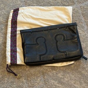 Tory Burch large black clutch